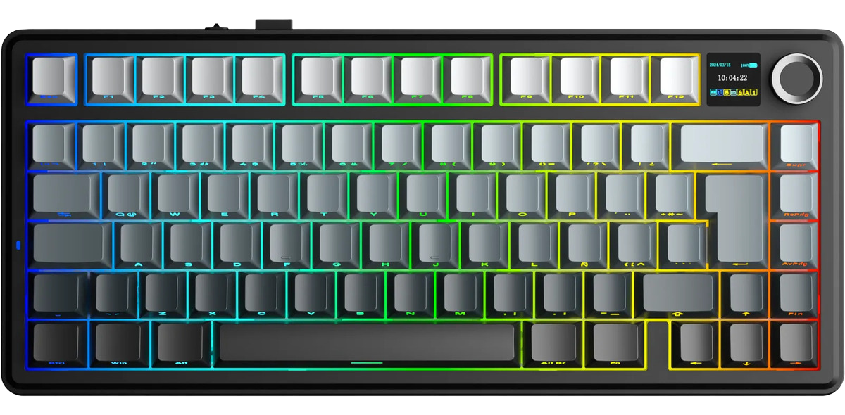 TECLADO AULA F75 MAX BLACK DEGRADÉ MECANICO TRIMODO WIRELESS 75% RGB SW REAPER ESPAÑOL