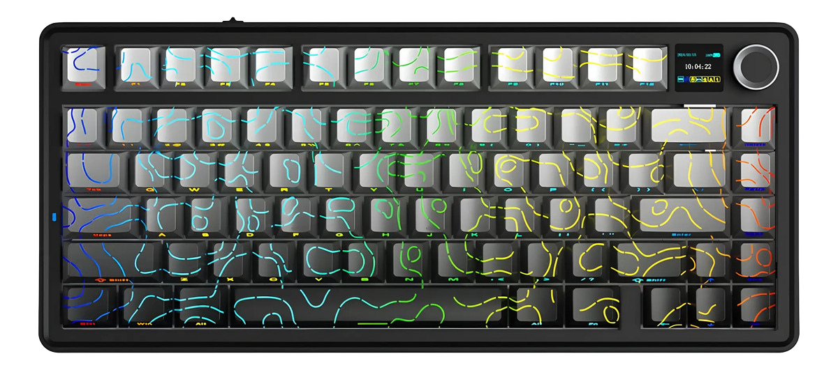 TECLADO AULA F75 MAX BLACK DEGRADÉ CONTOUR MECANICO TRIMODO WIRELESS 75% RGB SW REAPER INGLÉS
