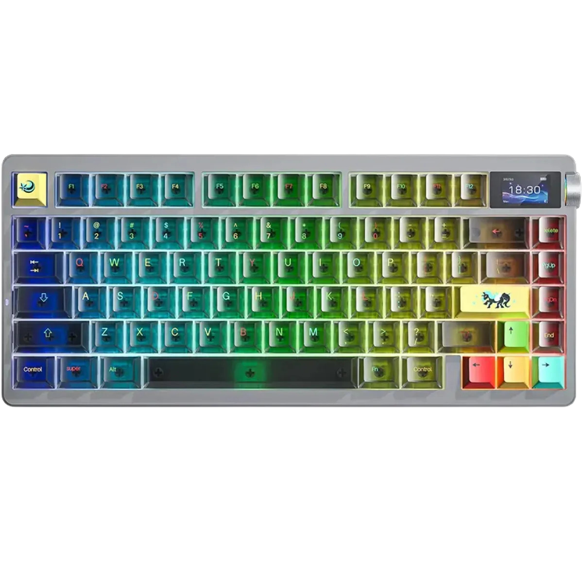 Teclado Aula Nova 75 Black Transparente Ingles Wireless 75% Rgb Sw Reaper