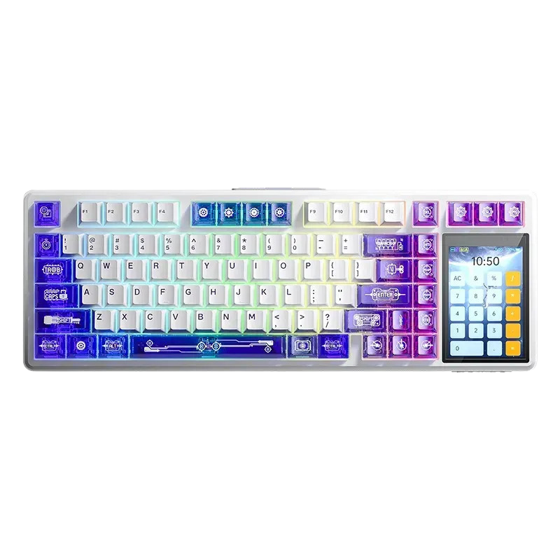 Teclado Aula L99 Semi Transparent Purple White 98% Rgb Sw Caramel Latte
