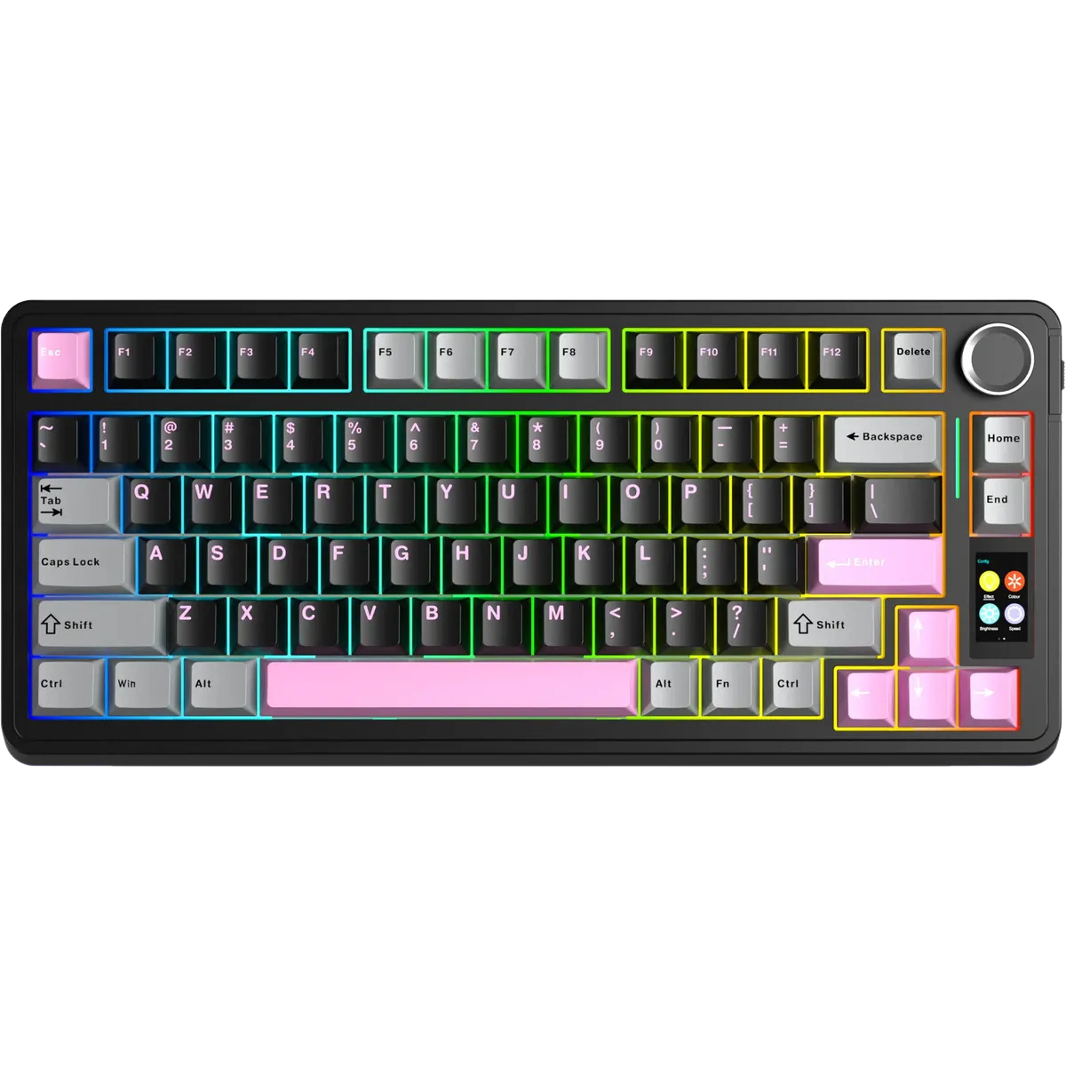 Teclado Aula S75 Pro Grey Black Pink Wireless 75% Rgb Sw Seiya Ingles