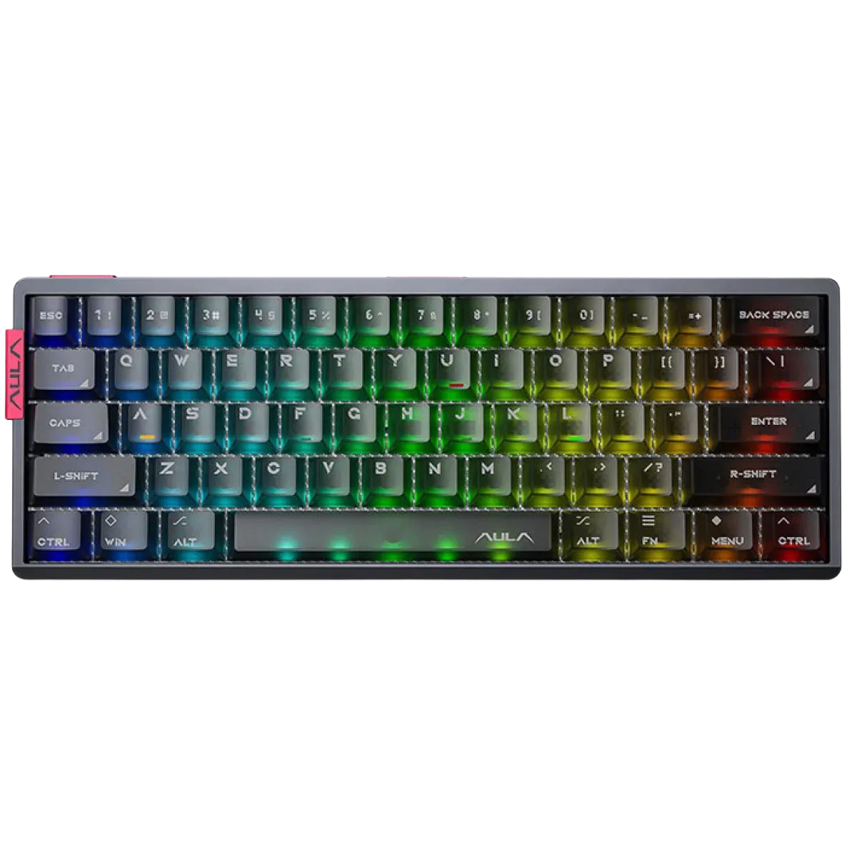 Teclado Aula Ag60 Pro Metallic Gray Case +black Frosted Keycaps Sw Aether InglÉs Magnetico 60% Usb 8khz 0.001mm
