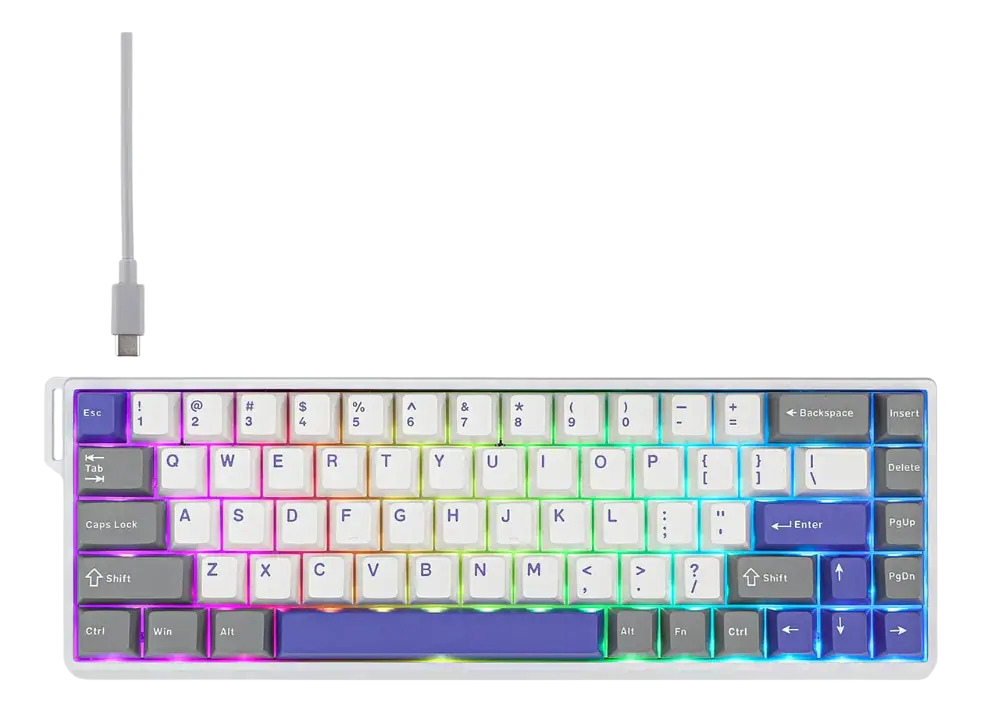 Teclado Aula Win68he Max White Blue Grey Sw Wing Chun Ingles Magnetico