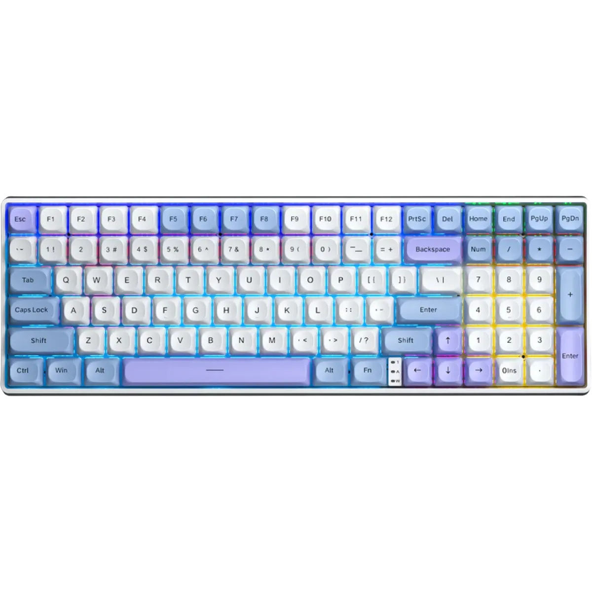 Teclado Aula S100 Pro White Blue Purple Sw Red Wireless 95% Rgb Rainbow Ingles