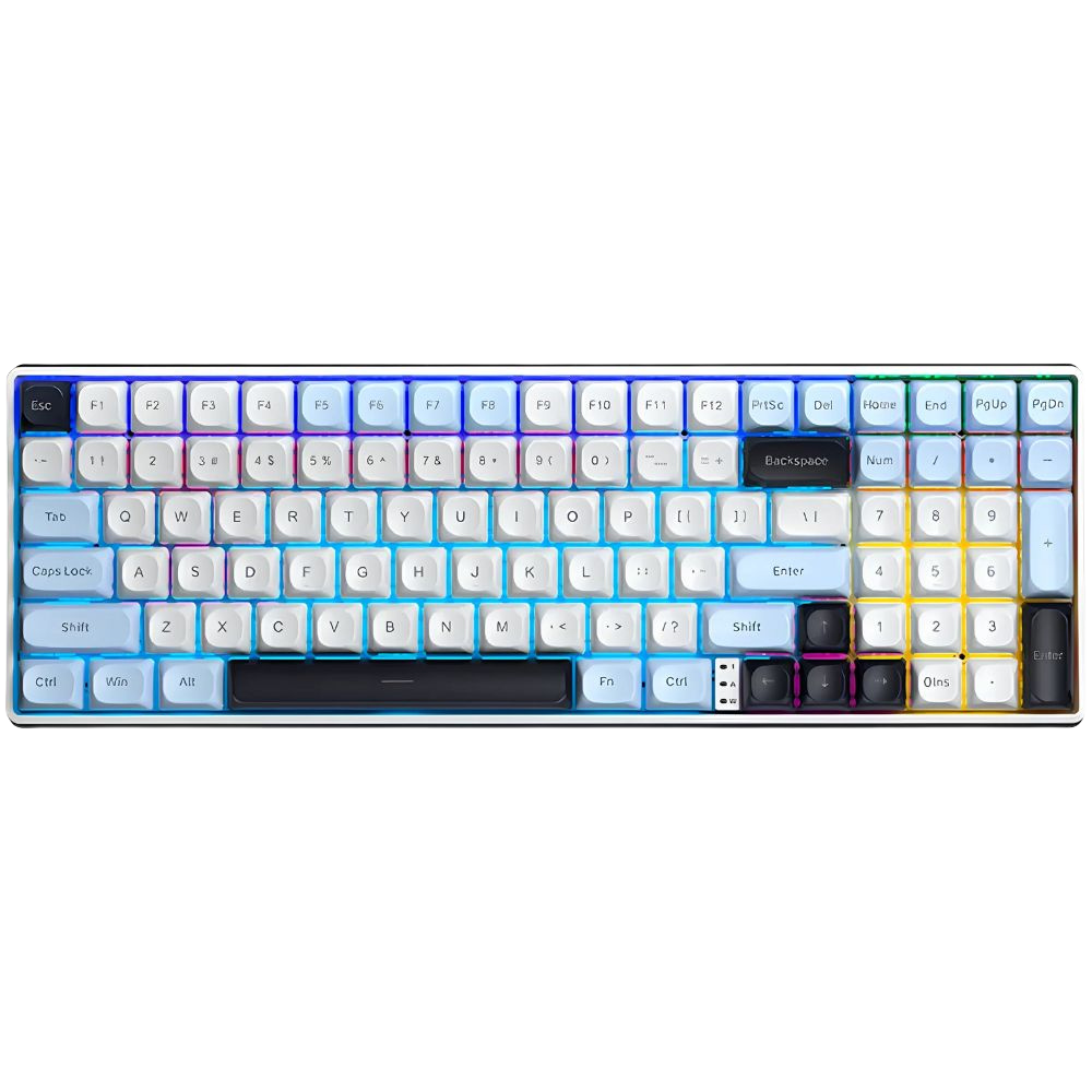 Teclado Aula S100 Pro White Blue Light Purple Wireless 95% Rgb Rainbow Ingles Sw Br