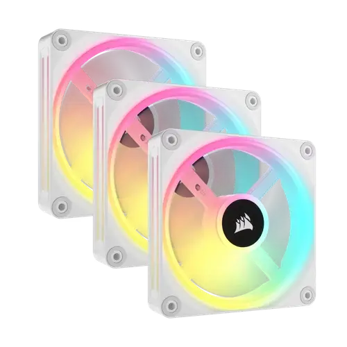 KIT DE VENTILADORES CORSAIR PWM DE 120 MM QX120 RGB X3 BLANCO CON ICUE LINK