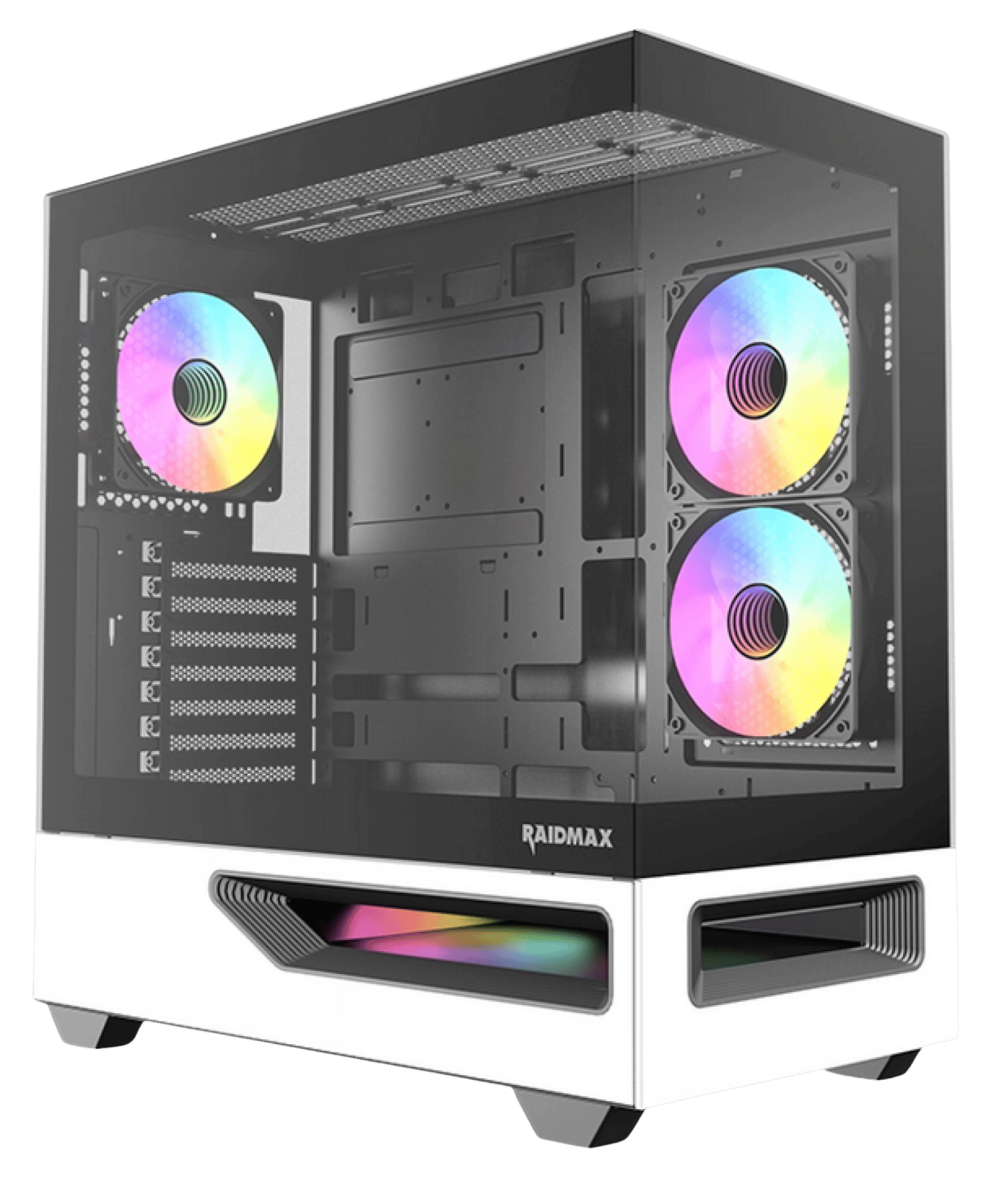 Gabinete Gamer Raidmax Hurrikan H200 White/black Argb Control Hub Pwm E-atx