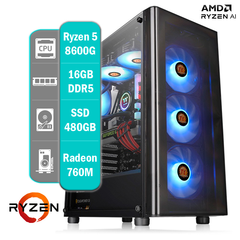 PC GAMER AMD RYZEN 5 8600G - 16GB - 480GB SSD
