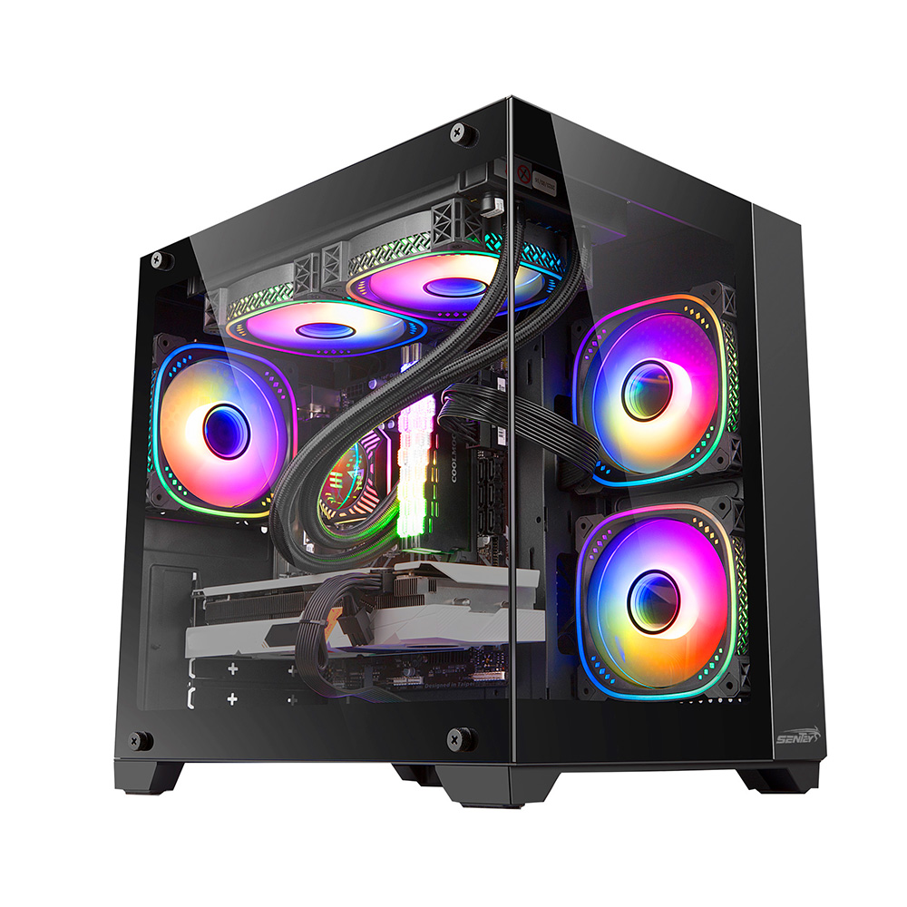 GABINETE A10 GS-8000 TG FANS X5 ARGB BLACK SENTEY