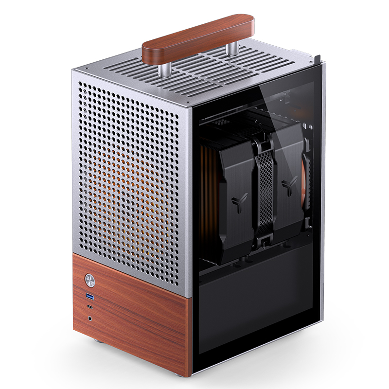 GABINETE T6 SILVER TG ITX ALUMINIO MADERA JONSBO
