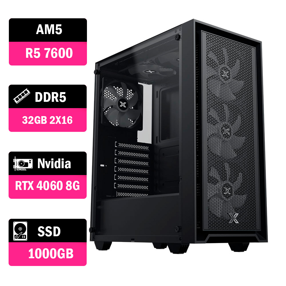 PC GAMER R5 7600 32GB 1TB SSD RTX 4060 8G
