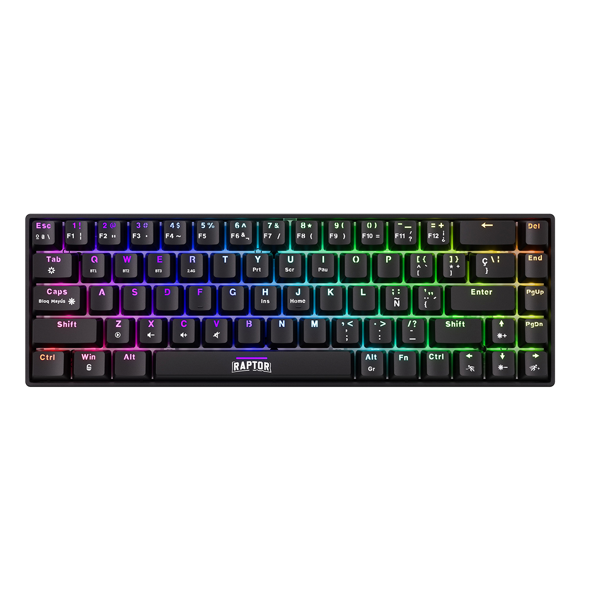 TECLADO RAPTOR FIRECLAW M68 WIRELESS MECANICO RETROILUMINADO SW RED OUTEMU
