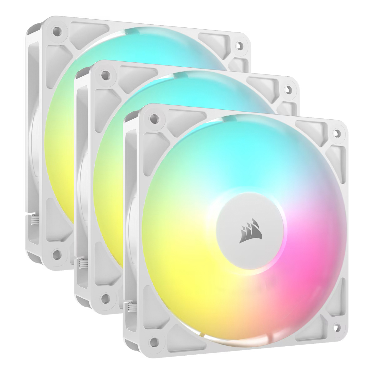 Cooler Fan Rs120 120mm Argb White Pack 3 Pwm Corsair