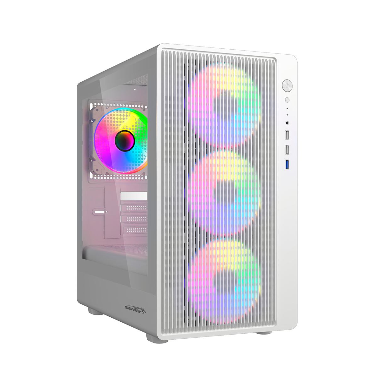 GABINETE BACKFIRE WHITE ARGB MESH TG FAN X4 SENTEY