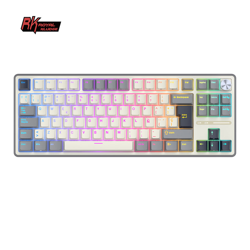 Teclado Royal Kludge Rk R87 Pro Half Gray Switch Brown 75