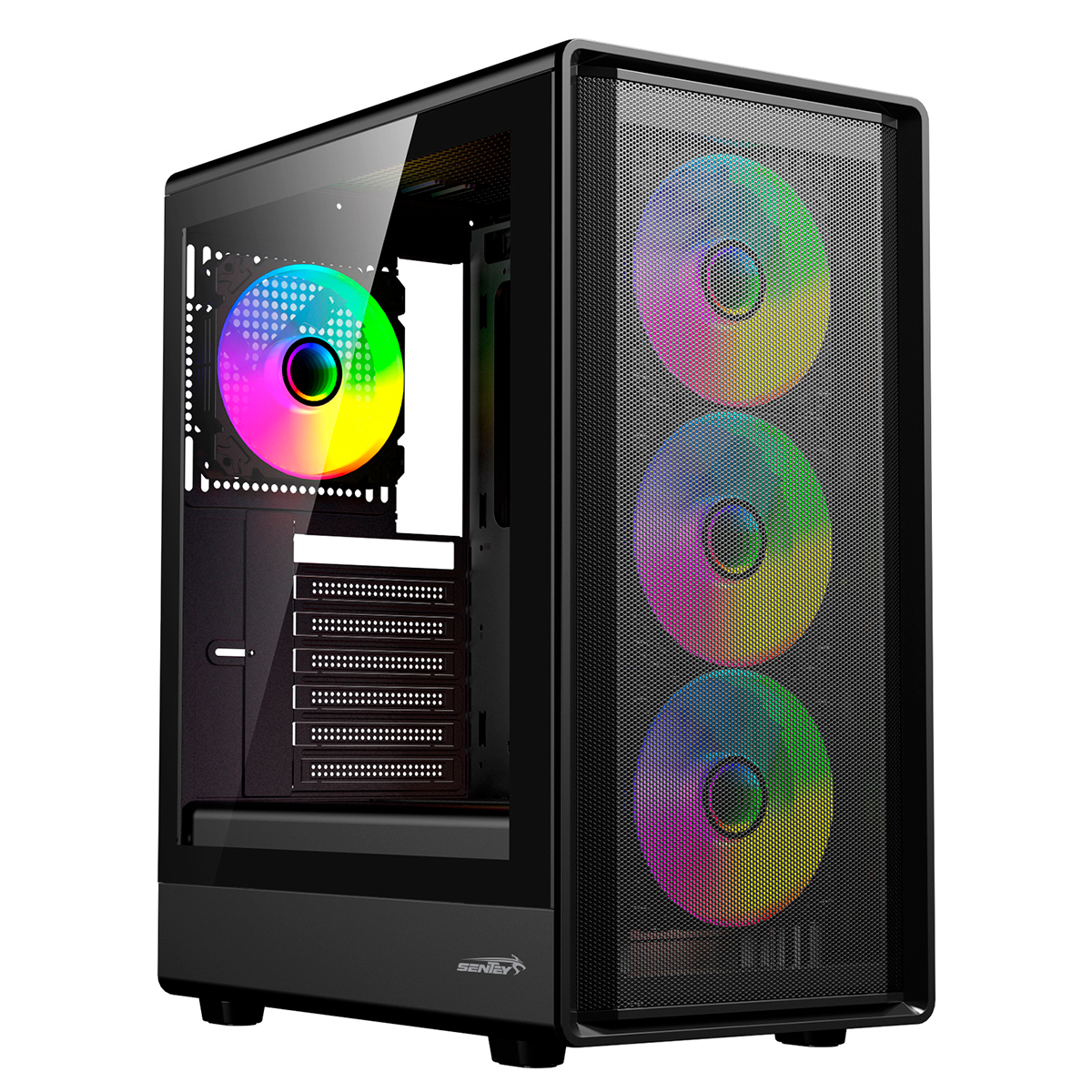 Gabinete Strega M40 Black Mesh Fans X4 Argb Tg Sentey
