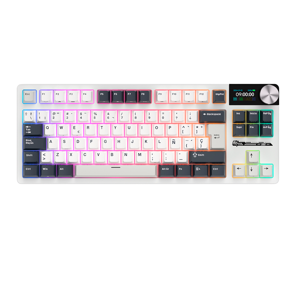 Teclado Royal Kludge Rk S85 Wireless White Night Sw Beige