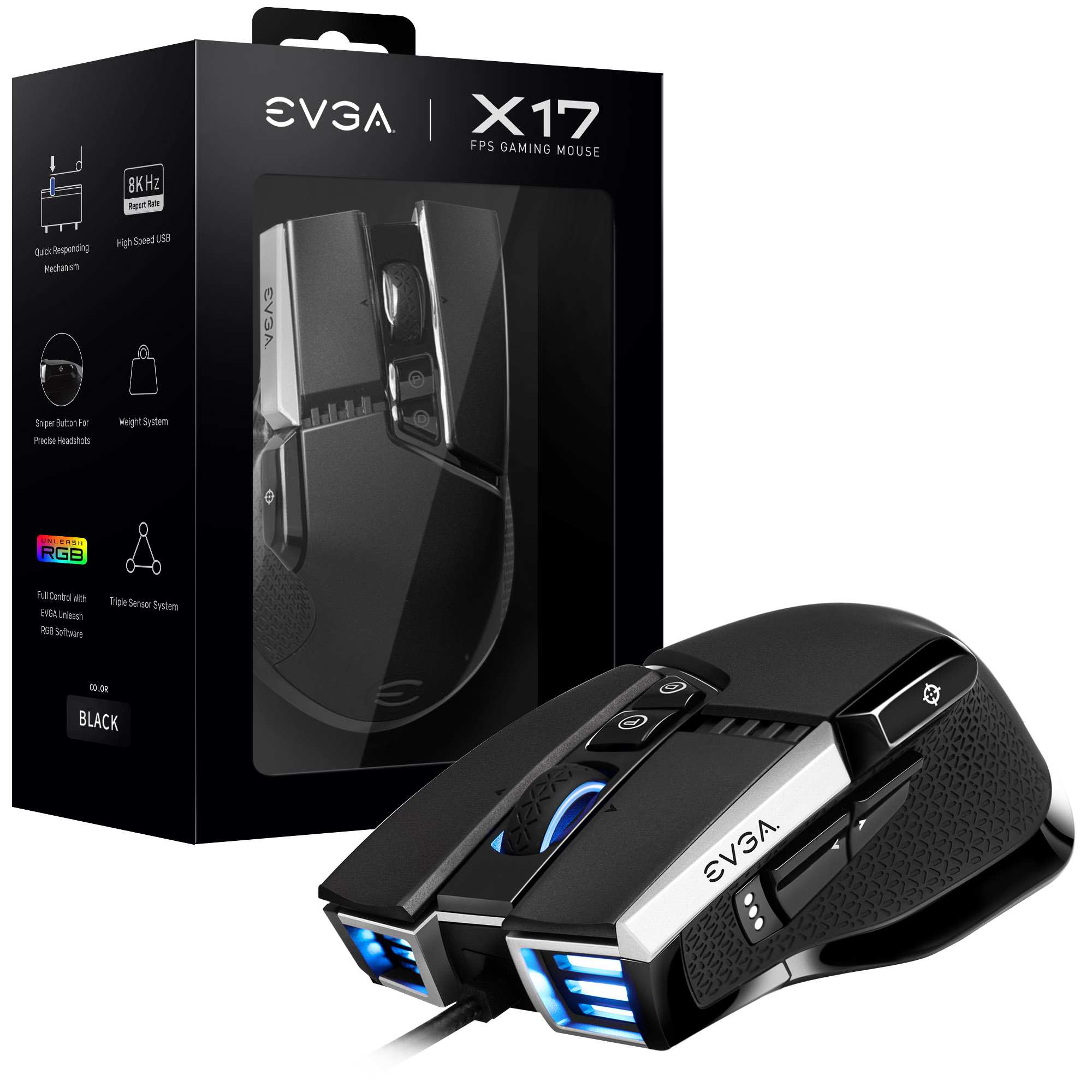 Mouse X17 Wired Black Rgb Evga