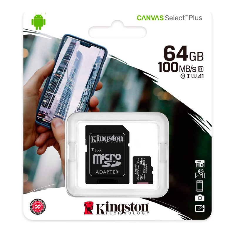 MEMORIA MICRO SD 64GB CANVAS SELECT PLUS CLASE 10 KINGSTON